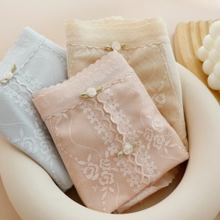 彩田内裤 微收腹石墨烯裆包臀15385 女蕾丝边莫代尔棉中高腰大码