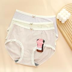 彩田女内裤莫代尔螺纹简约柔软透气抗菌中高腰三角女士内裤32267