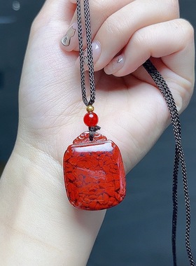 （AAA）朱砂晶体砂平安无事牌高级感小众饰品设计男女款礼物批发