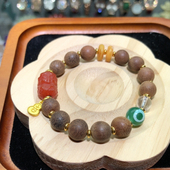 配鉴定证书 沉香配南红度母蜜蜡饼单圈手串百搭精致 金标062