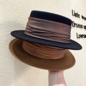 网红ins英伦复古毛呢小礼帽女秋冬百搭显脸小气质平顶帽毛毡帽潮