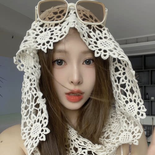 四季镂空多用披肩帽子旅游包头帽