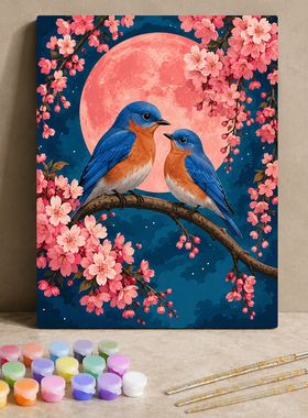 飞鸟 diy数字油画  手工填色手绘油彩画鸟类装饰画丙烯油画摆件