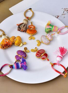 手工编织宋锦饰品葫芦钥匙扣有求必应招财挂件汽车钥匙挂绳随身
