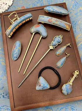 一帘幽梦手作宋锦发夹成品发簪胸针耳环新中式东方美学国风饰品