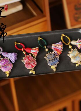 招财猫挂件成品 宋锦钥匙扣 挂件新中式车挂双满配饰吊坠包挂饰