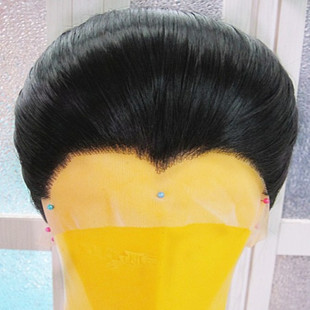 古装刘海手勾前片舞台戏小生造型花旦练习手织三尖片黑色高温丝