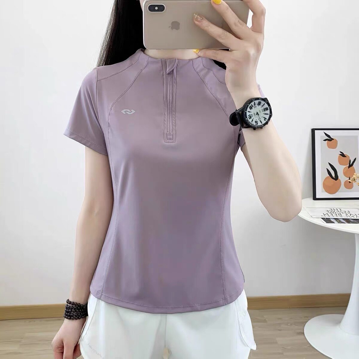 户外速干衣女短袖t恤夏季薄款透气弹力运动上衣徒步瑜伽服健身衣图片