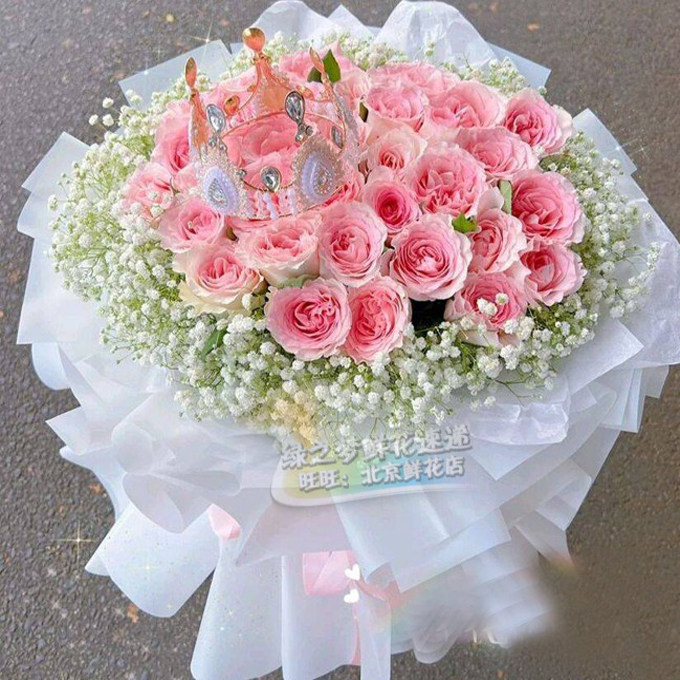 33粉粉色洛神玫瑰花束鲜花速递同城配送女友生日鲜花北京送鲜花店