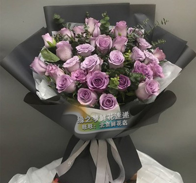 鲜花北京33朵海洋之歌玫瑰天津花店生日送花订花鲜花速递紫玫瑰花