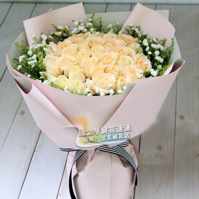 结婚纪念日鲜花北京花店生日送花订花鲜花速递同城天津香槟玫瑰花