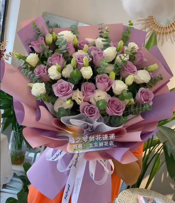 19朵海洋之歌紫玫瑰花束情人节花北京花店同城速递配送朋友生日花