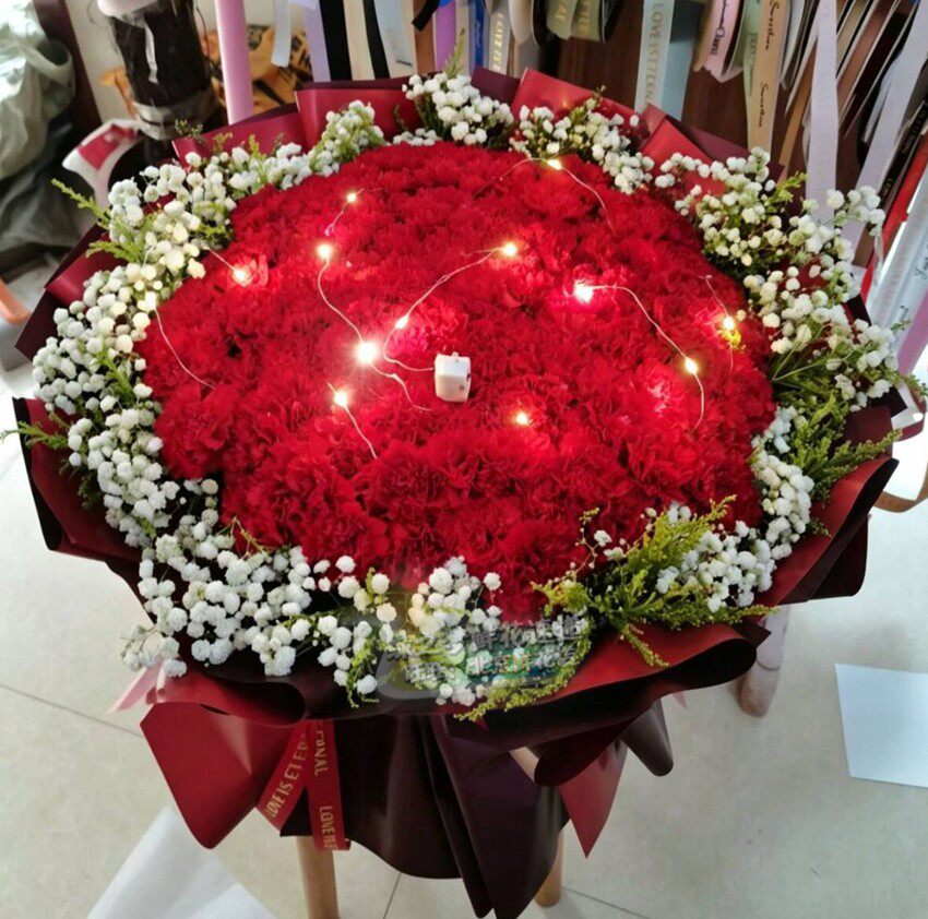 99朵红色康乃馨花束送母亲妈妈生日鲜花长辈婆婆同城鲜花速递北京