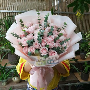 花店送花 生日惊喜礼物鲜花约会表白花束送女友送爱人33朵粉玫瑰