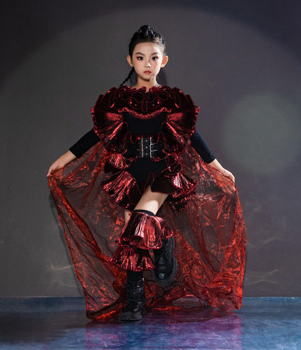儿童走秀潮服模特连体裤拖尾潮服