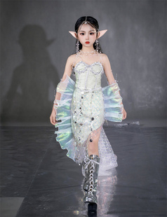 人鱼姬亮片鱼尾裙女童礼服COS鲛人服装儿童海洋风走秀服人鱼写真7