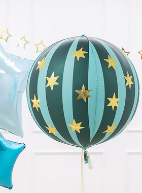 4D球星空条纹马戏团气球金星装饰生日派对用品圣诞节布置拍照INS