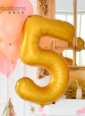 40寸金色大数字 新版仿美 铝膜铝箔气球 生日百天结婚纪念日开业