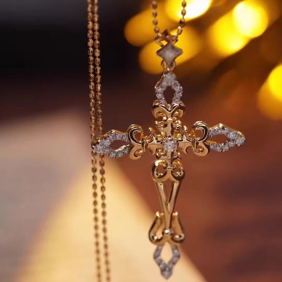 27克拉天然南非高品质钻石十字架吊坠真金真钻送证书