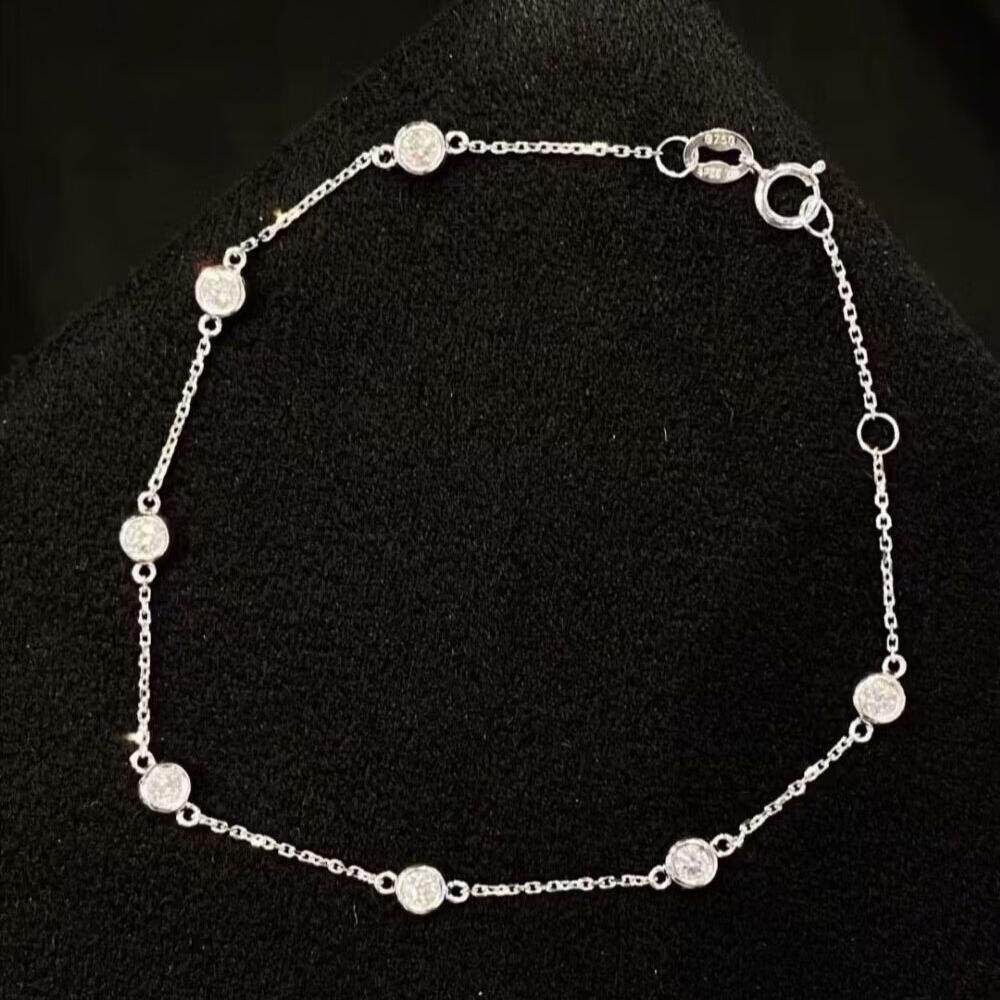 18K金女镶 0.45克拉天然南非高品质钻石你泡泡手链真金真钻送证书