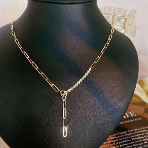 半链条18K金女镶嵌0.2克拉天然南非高品质钻石项链真金真钻送证书