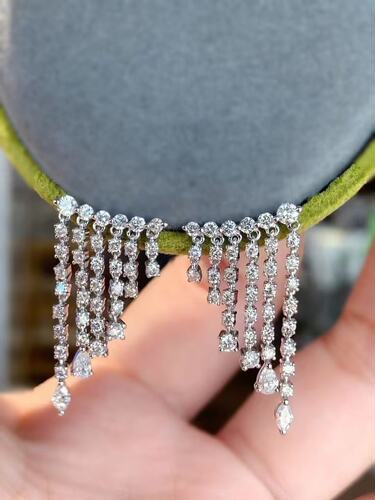 18K白金女镶嵌1.5克拉天然南非高品质钻石流苏耳坠真金真钻送证书