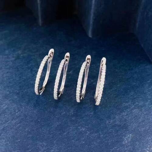 18K白金女镶嵌0.3克拉天然南非高品质钻石耳圈耳环真金真钻送证书