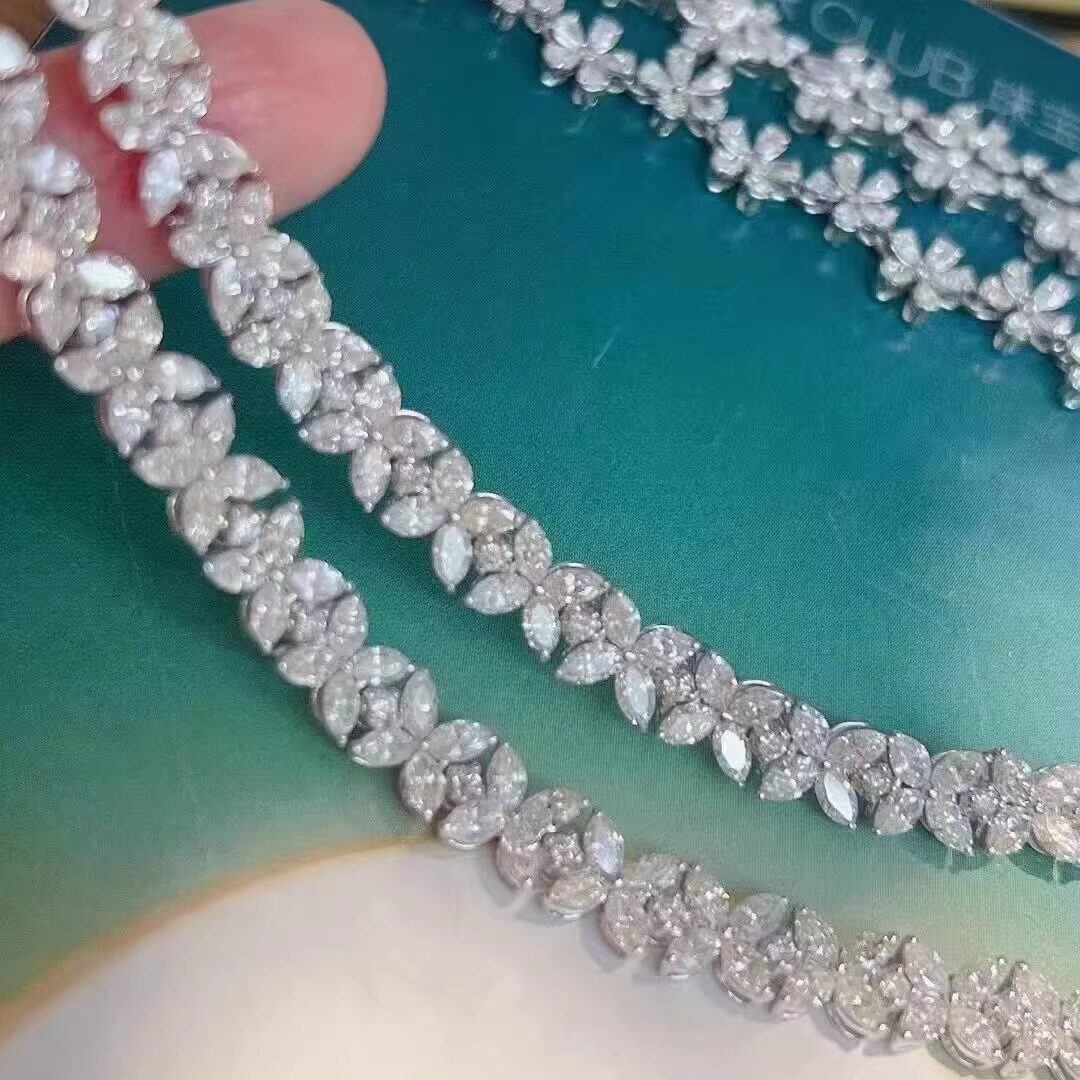 18K金女镶嵌5克拉天然南非高品质钻石大钻小钻手链真金真钻送证书