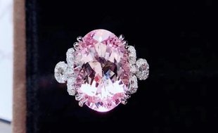 18K金女镶南非高品质钻石 6.06克拉天然摩根石戒指真金真钻送证书