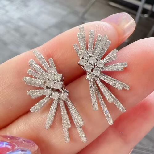 18K白金女镶嵌1.2克拉天然南非高品质钻石耳钉耳环真金真钻送证书