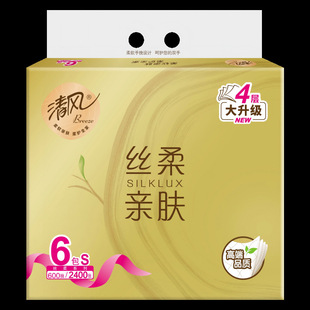 清风丝柔系列抽纸4层100抽6包一提家用商用抽取式面巾纸BR62S7J