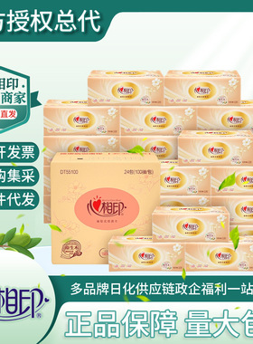 心相印金装经典系列24包100抽3层塑装纸面巾DT55100箱装家庭装批