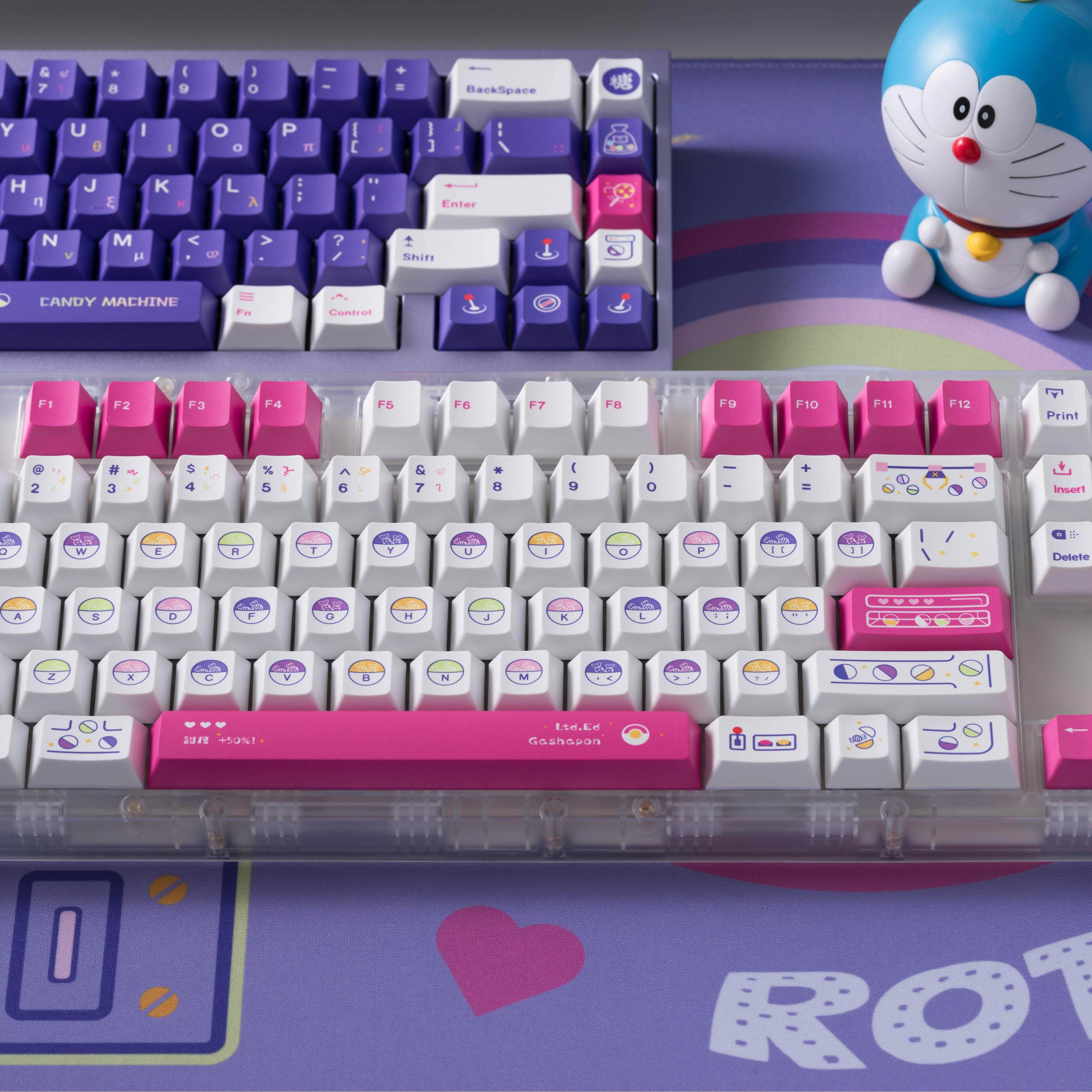 糖果扭蛋机紫粉拼色 PBT五面热升华原厂 热插拔磁轴键帽 wooting