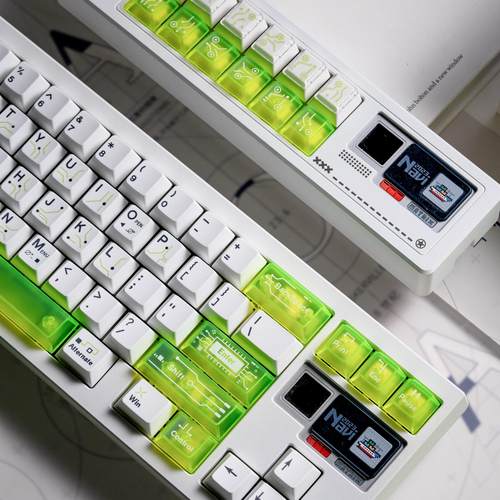 「售罄展示」NPCX电路元素冷白荧光绿雾透PC 原厂磁轴键帽 夜魔