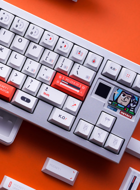 口袋合成器PO33主题 极简纸白橙色 PBT热升华原厂机械磁轴键帽ROG