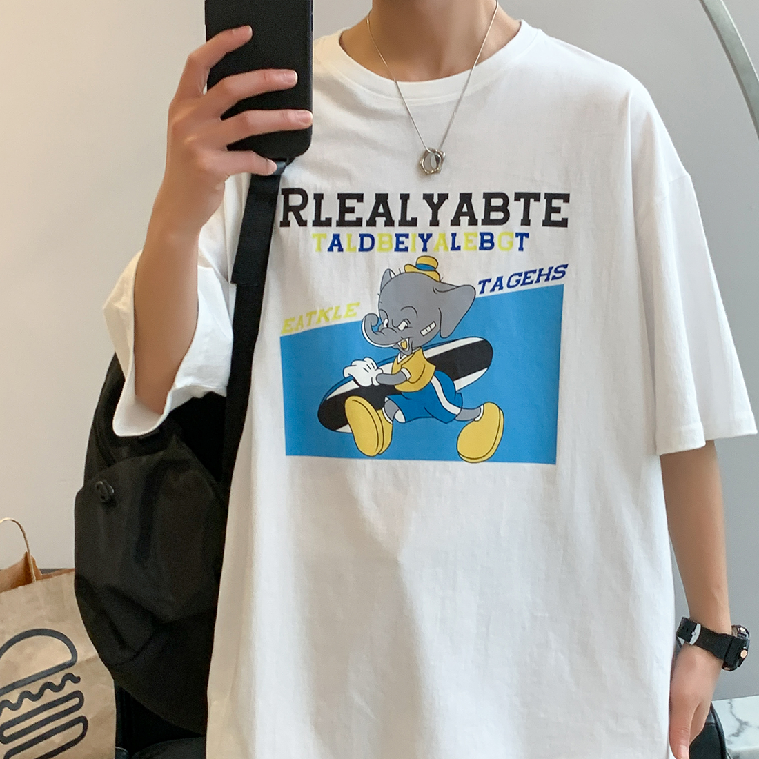 纯棉宽松短袖T恤印花体恤衫T28-P25,男装T恤,电商B327