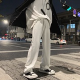 N23-P45加绒P55四季款港风男女潮流百搭白色牛仔裤直筒休闲裤，男装牛仔裤，电商B327