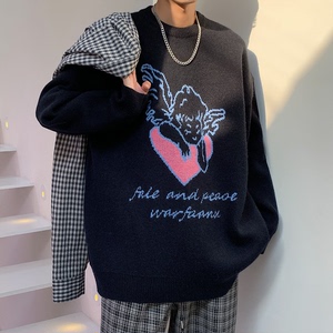 秋冬宽松印花毛衣保暖针织衫圆领线衣外套 现货备足  BKM05-P75图片