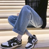 N68-P40新款港风纯色休闲牛仔裤宽松直筒百搭裤子蓝色牛仔裤，男装牛仔裤，电商B327