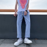男女中性宽松直筒拖地牛仔裤N12-P40，男装牛仔裤，电商B327