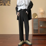 秋冬港风男士休闲西裤修身直筒黑色小西裤B327-K107-P45S-3XL，男装西裤，电商B327