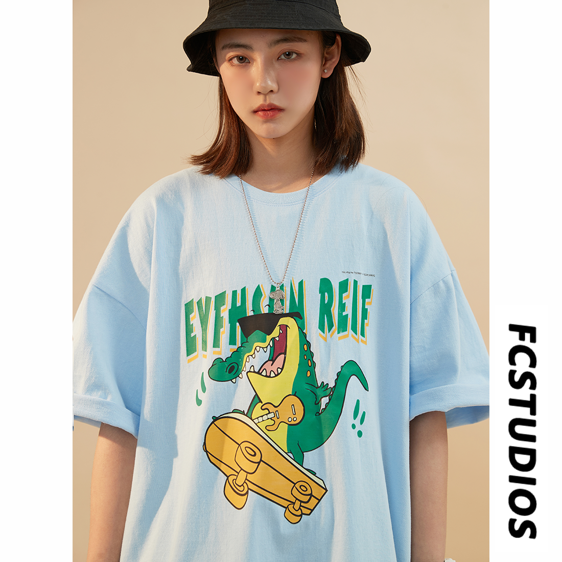 抖音直播200克港風(fēng)男女中性短袖T恤休閑體恤T08-P25控38，女裝T恤，電商B327