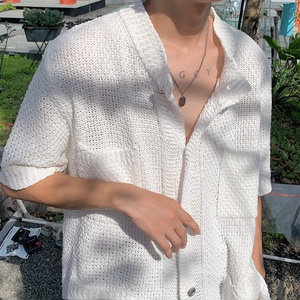 夏天男女中性潮流休闲短袖开衫毛衣 M01-P55   尺码M-3XL图片