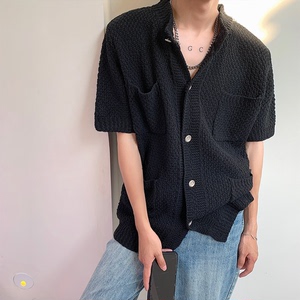 M01-P55  尺码M-3XL   现货！夏天男女同款潮流休闲短袖开衫毛衣图片