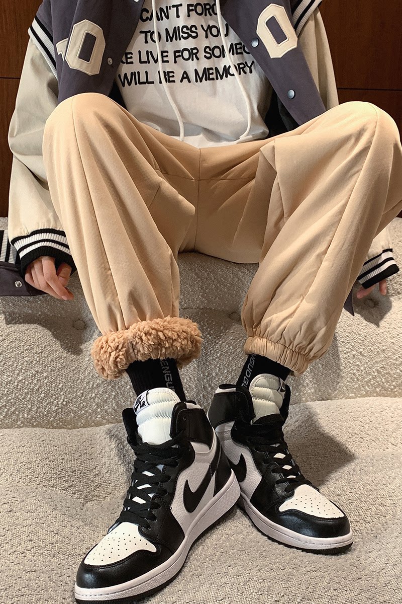 K39-P55港风男士加绒加厚宽松休闲裤棉裤束脚裤，男装棉裤，电商B327