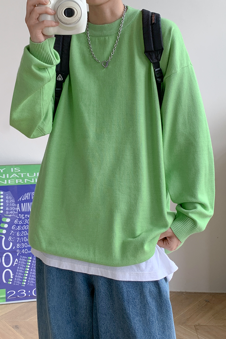 早秋百搭11色圆领毛衣针织衫纯色打底衫BKM01-特P35,男装T恤,电商B327