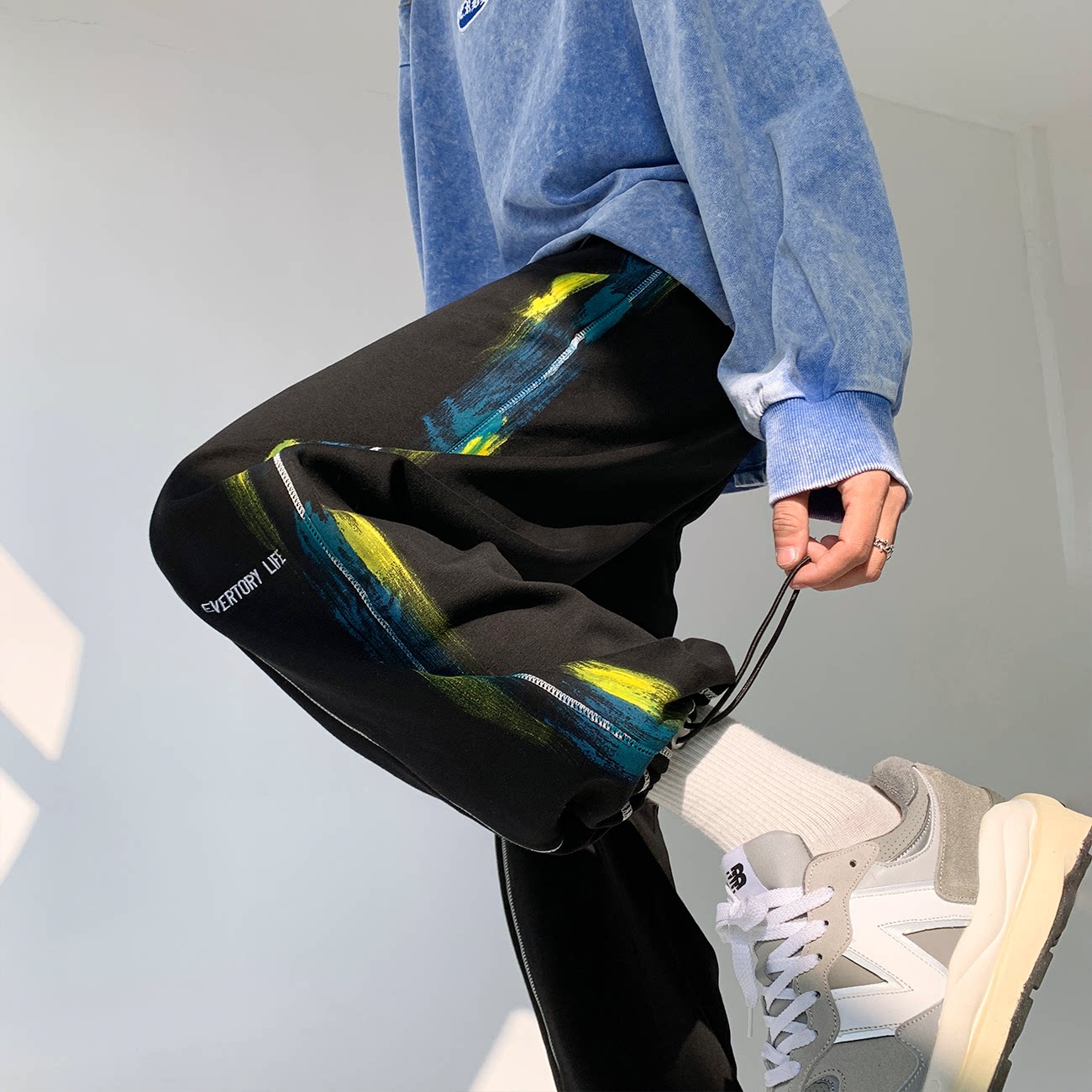 22-春装-抖音直播款纯棉B327-K56-P60男休闲宽松运动裤束脚裤，女装休闲裤，电商B327