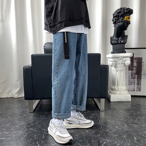 加绒P50~港风ins纯色百搭休闲牛仔裤宽松直筒裤N18-P40控58