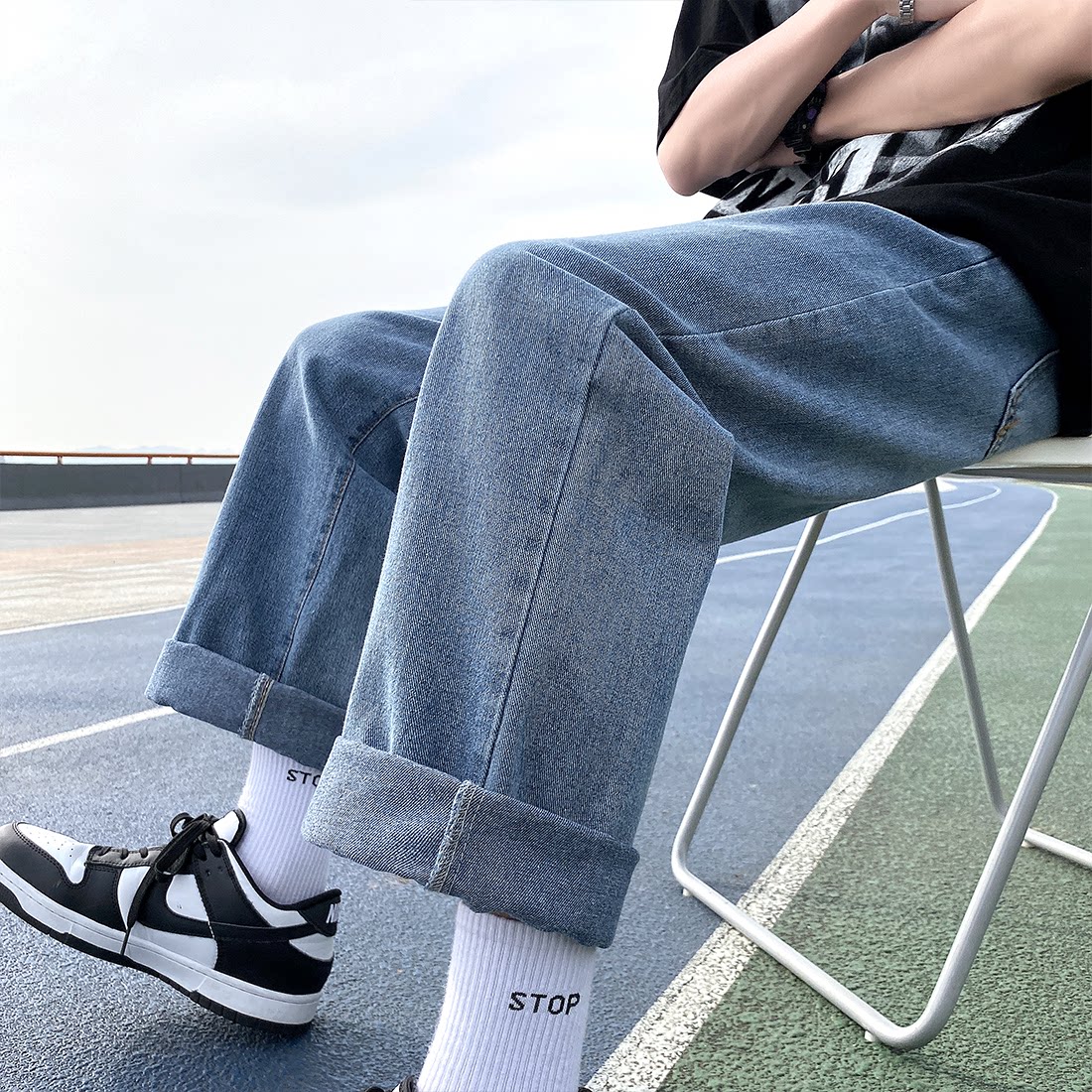 四季款男士蓝色牛仔裤宽松直筒百搭休闲纯色牛仔N18-P40，男装牛仔裤，电商B327