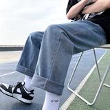 N18-P40主推男生夏天蓝色牛仔裤宽松直筒纯色裤子，男装牛仔裤，电商B327